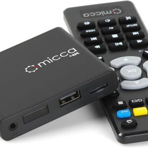 Micca 4K Ultra-HD Digital Media Player for USB Drives and MicroSD Cards, Digital Signage, H.265/HEVC H.264/AVC MP4 MKV Videos MP3 Music JPG Photos, 4K HDMI, Analog AV, Auto Play and Resume