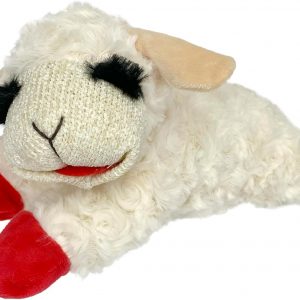 Multipet Lamb Chop Dog Plush Toy - Squeaky Toy for Small & Medium Dogs - Extra Soft Plush - Stuffed Animal for Cuddling & Playing (10", Cream, 5 Squeakers)