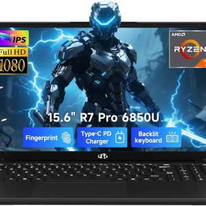 NIMO 15.6" FHD Light-Gaming-Laptop, 8 Cores AMD Ryzen 7 Pro 6850U 32GB LPDDR5 RAM 1TB SSD (Beat i7-1360P Up to 4.7GHz) GPU AMD Radeon 680M IPS Computer with 100W Type-C Backlit Keyboard Fingerprint