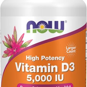 NOW Foods Supplements, Vitamin D-3 5,000 IU, High Potency, Structural Support*, 240 Softgels