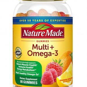 Nature Made Multivitamin + Omega-3, Multivitamin Gummies for Women and Men, Daily Nutritional Support, 80 Adult Gummy Vitamins & Minerals, 40 Day Supply