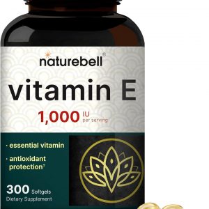 NatureBell Vitamin E 1,000 IU Per Serving - 300 Softgels - Antioxidant Supplement for Skin, Heart & Brain Health Support - High Bioavailability* - Gluten-Free & Non-GMO