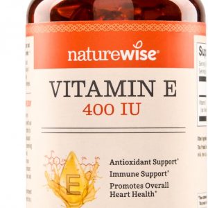 NatureWise Vitamin E 400 IU Softgels (180mg DL-Alpha) - Dairy, Gluten & Soy Free - Antioxidant-Rich Dietary Supplement for Skin, Heart, and Immune Health Support - 4-Month Supply, 120 Count