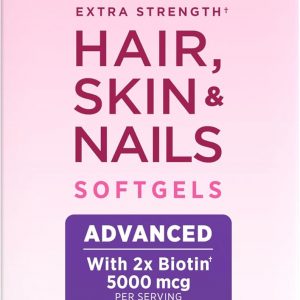 Nature's Bounty Advanced Hair, Skin & Nails, Argan-Infused Vitamin Supplement with Biotin and Hyaluronic Acid, 150 Rapid Release Softgels, 50 Total Servings