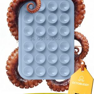 OCTOBUDDY Classic - Silicone Suction Phone Case Adhesive Mount - Hands-Free, Strong Grip Holder for Selfies & Videos - iPhone & Android Compatible - 2.25″ x 3.25″, Baby Blue