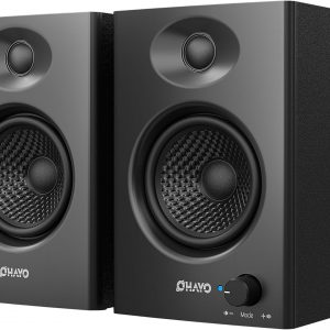 OHAYO 60W Computer Speakers for Music and Gaming, Active Bluetooth 5.3, Stereo 2.0 Speakers for Desktop PC or Laptop, 3.5mm Aux RCA USB Input, 1 Pair, Black