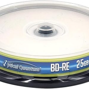 Optical Quantum 2X 25GB BD-RE Logo Top Blu-ray Blank Media - 10 Discs Cakebox OQBDRE02LT-10