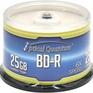Optical Quantum OQBDR06LT-50 6X 25 GB BD-R Single Layer Blu-Ray Recordable Blank Media Logo Top, 50-Disc Spindle