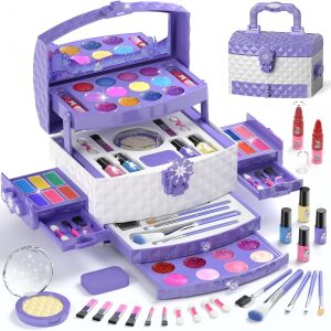 PERRYHOME Kids Makeup Set for Girl 56 Pcs Washable Real Cosmetic, Non-Toxic Frozen Toys Toddler Makeup Kit, 2026 New Princess Valentine & Birthday Girl Gift for 3 4 5 6 7 8 9 10 11 12 Year Old Girls