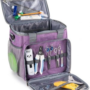 Pet Grooming Bag, Dog Grooming Supplies Organizer Tote Bag, Perfect for Pet Grooming Tool Kit Accessories-Purple