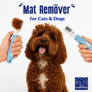 Pet Mat Remover – Professional Dematting Comb for Dogs and Cats – Stainless Steel Rounded Teeth for Gentle Knot & Tangle Removal – Dog Dematting Tools & Dog Grooming Supplies