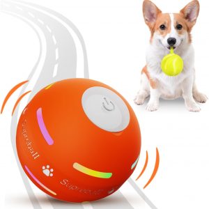 PetDroid Interactive Dog Toys Dog Ball, [Newly Upgraded] Durable Motion Activated Automatic Rolling Ball Toys for/Small/Medium/Large Dogs,USB Rechargeable(Orange)