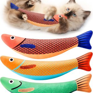 Potaroma Cat Toys Saury Fish, 3 Pack, Catnip Crinkle Sound, Soft and Durable, Interactive Kitten Kicker for Indoor Kitty Exercise 9.4 Inches for All Breeds