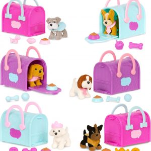 Pucci Pups – Collectible Puppy Set – 6 Toy Dogs Included – Carrier Purse – Food Bowls & Accessories 3+ Years