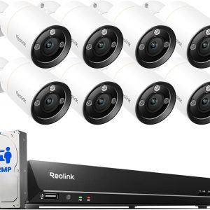 REOLINK 12MP Security Camera System Commercial, 8pcs H.265 12MP PoE Security Cameras Outdoor, Person Vehicle Pet Detection, Spotlight Color Night Vision, 16CH NVR 4TB HDD, RLK16-1200B8-A