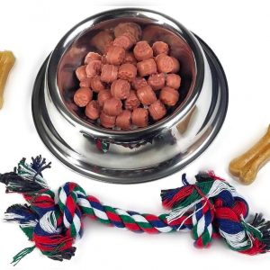Silver Bowl with Simulated Pet Food, Colorful Chew Toy for Lifelike Stuffed Interactive Pet, Dog Bones for Breathing Pets – Perfect Petzzz