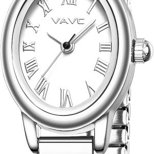 Small Gold Watches for Women,Analog Womens Watch with Stainless Steel Expansion Band,Oval Case Roman Dial,Water Resistant