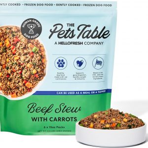 The Pets Table Human-Grade Beef Stew Fresh Dog Food, Dog Food Topper or Complete Meal, 6 Count of 15-oz Pouches, 5.5lbs