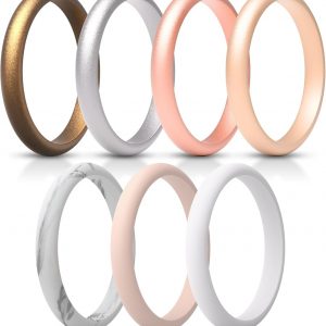 ThunderFit Women’s Silicone Thin and Stackable Ring Enhancers, Silicone Wedding Bands, 2.5mm Wide 2mm Thick, Variety Multipack 1-12