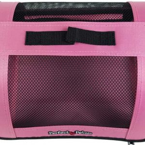 Tote for Lifelike Stuffed Interactive Pet Dogs and Cats, Nylon and Mesh Toy Carrier for Pet Animals, Zippered Carrying Case Accessory (Pink)