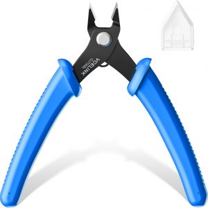 VCELINK Small Wire Cutter Spring-loaded GJ706BL, Precision Flush Cutter Pliers Diagonal Cutters for Electronics, Jewelry Making, Model Craft and 3D Printer, 5-Inch