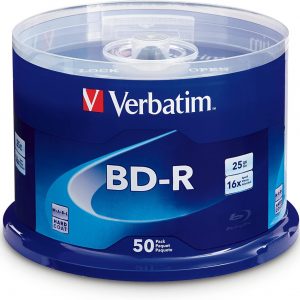 Verbatim BD-R 25GB 16X Blu-ray Recordable Media Disc - 50 Pack Spindle - 98397