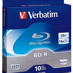 Verbatim BD-R 25GB 16X Blu-ray Recordable Media Disc - Spindle - 97238, Branded, 10 Pack