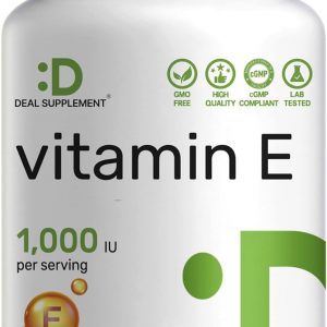Vitamin E Supplements, 1,000 IU Per Serving, 240 Softgels – Extra Strength Antioxidant Protection – Bioavailable Stable Form – Skin, Heart, Brain, & Immune Support – Non-GMO