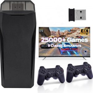 Wireless Retro Game, 25000+ Games Built-in, 4K HDMI Output, 9 Emulators, Dual 2.4GHz Wireless Game