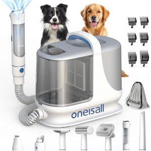 oneisall Dog Grooming Vacuum, 13000Pa Powerful 3L Dust Cup Pet Vacuum with Clipper Nail Grinder & Shedding Brush, 7 in 1 Dog Grooming Kits, Quiet, Large Capacity 3 Suction Levels, BM3