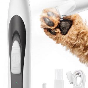 oneisall Low-Noise Dog Paw Trimmer with LED Light, Paw Trimmer for Dogs &Cats 0.8inch/20mm Wide Blade, 35dB Cordless Electric Pet Paw Grooming Clippers for Paws, Ears, Face, Rump