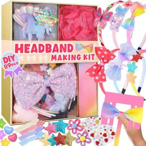 yasest Arts and Crafts Kit for Girls - DIY Headband Making Kit for Girls, 89pcs Fashion Hair Accessories Set, Art & Craft Gift for Kids 6-8 - Ideal Gifts for 5 6 7 8-12 Year Old Girl