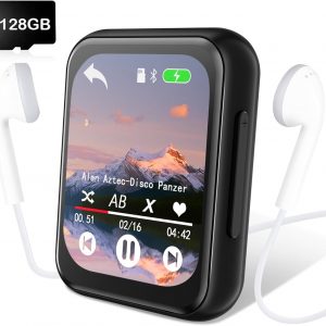 128GB MP3 Player with Bluetooth 5.3, Portable Digital Lossless Music Player with Built-in Speaker, 2.0 in Full Touch Screen, HiFi Sound, FM Radio, Voice Recorder, Earphones Included