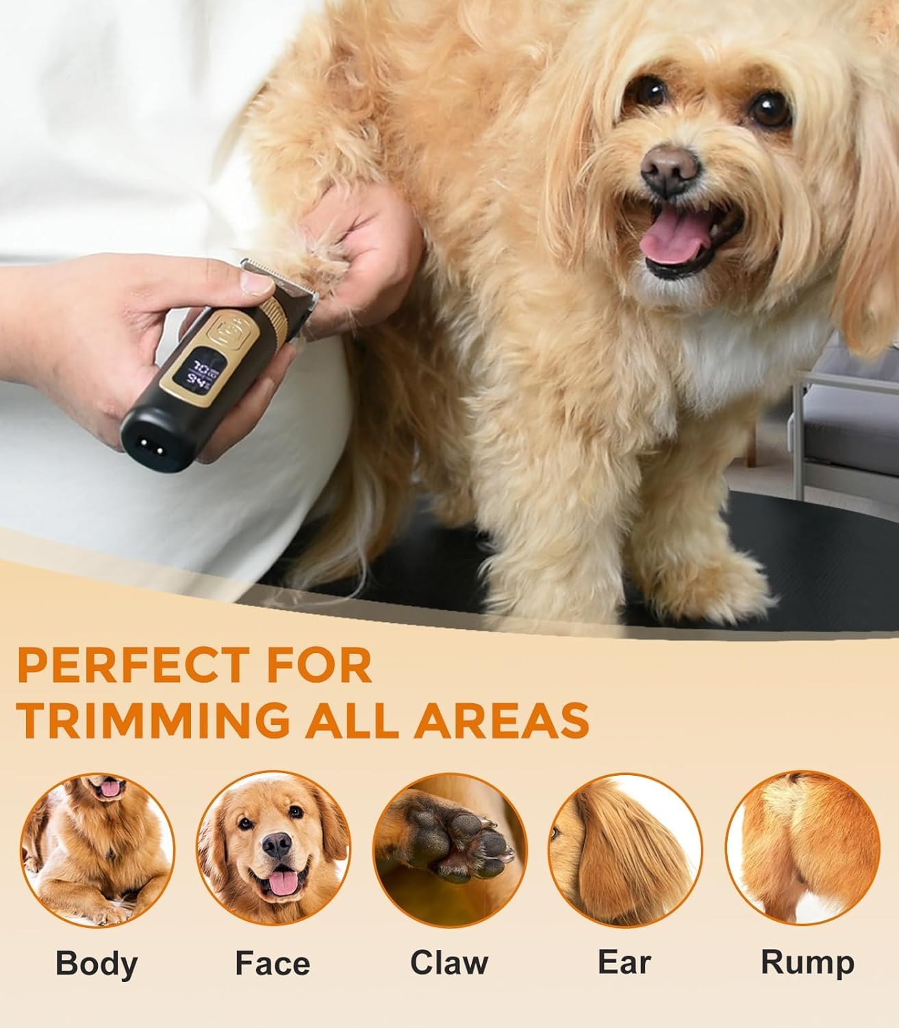 Dog Clippers for Grooming, 4-Speed & LCD, Low Noise Electric Trimmer for Grooming, TypeC Rechargeable Dog Hair Clippers, Super Quiet for Dogs & Pets with Thick or Heavy Coats(C95) - Image 5