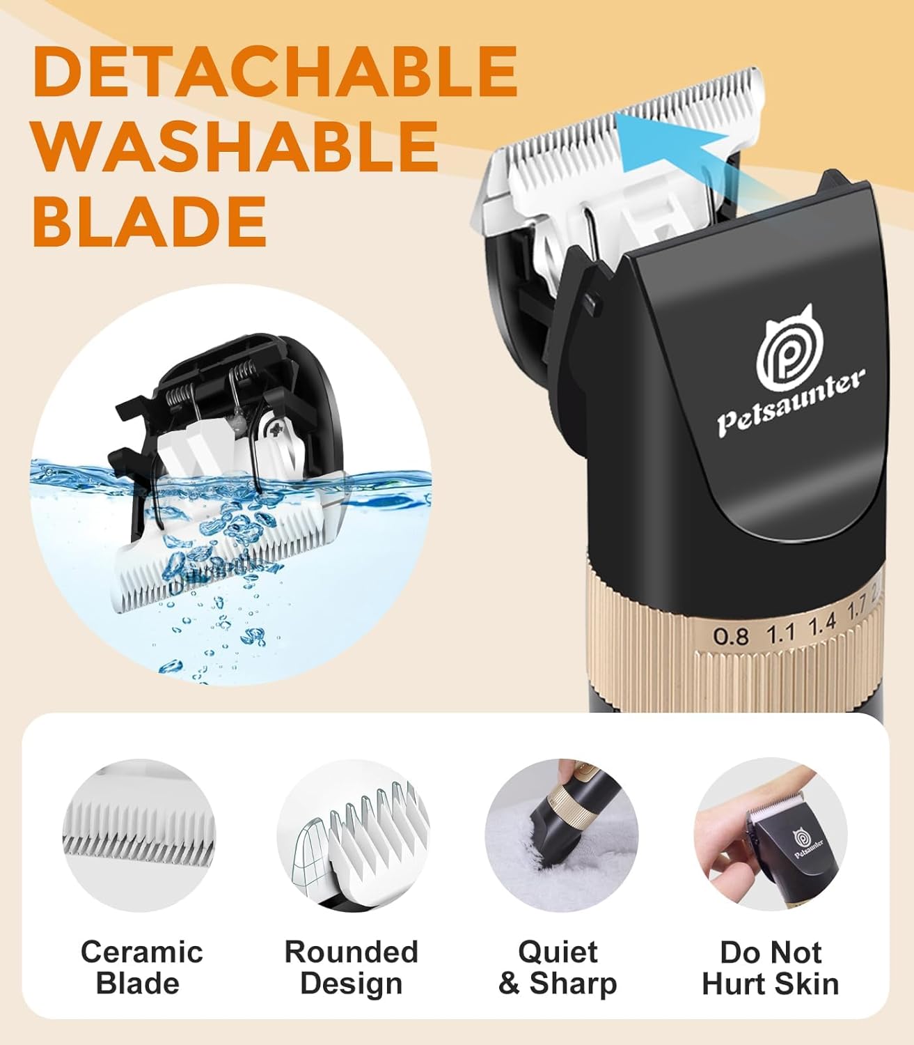 Dog Clippers for Grooming, 4-Speed & LCD, Low Noise Electric Trimmer for Grooming, TypeC Rechargeable Dog Hair Clippers, Super Quiet for Dogs & Pets with Thick or Heavy Coats(C95) - Image 6