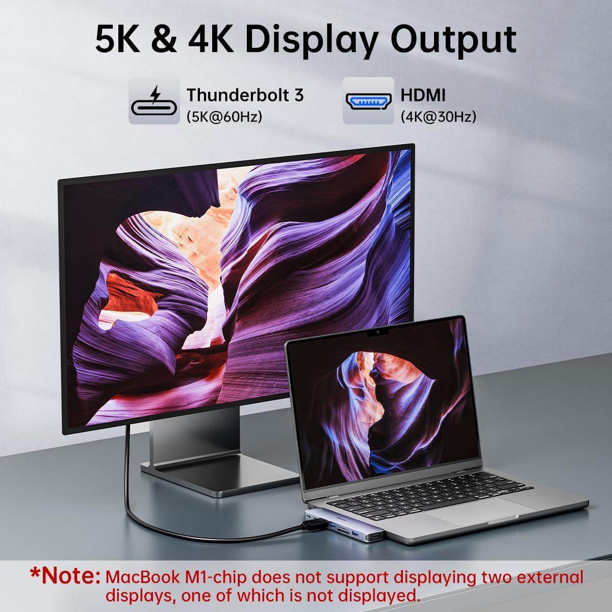 USB C Hub Adapter for MacBook Pro/Air M5 M4 M3 M2 M1 2025-2018 13" 15" 16", Mac Multiport Adapter, 8 in 2 MacBook Accessories Dongle with HDMI 4K, Thunderbolt 3, USB C&A Data Ports, SD TF Card Reader - Image 5