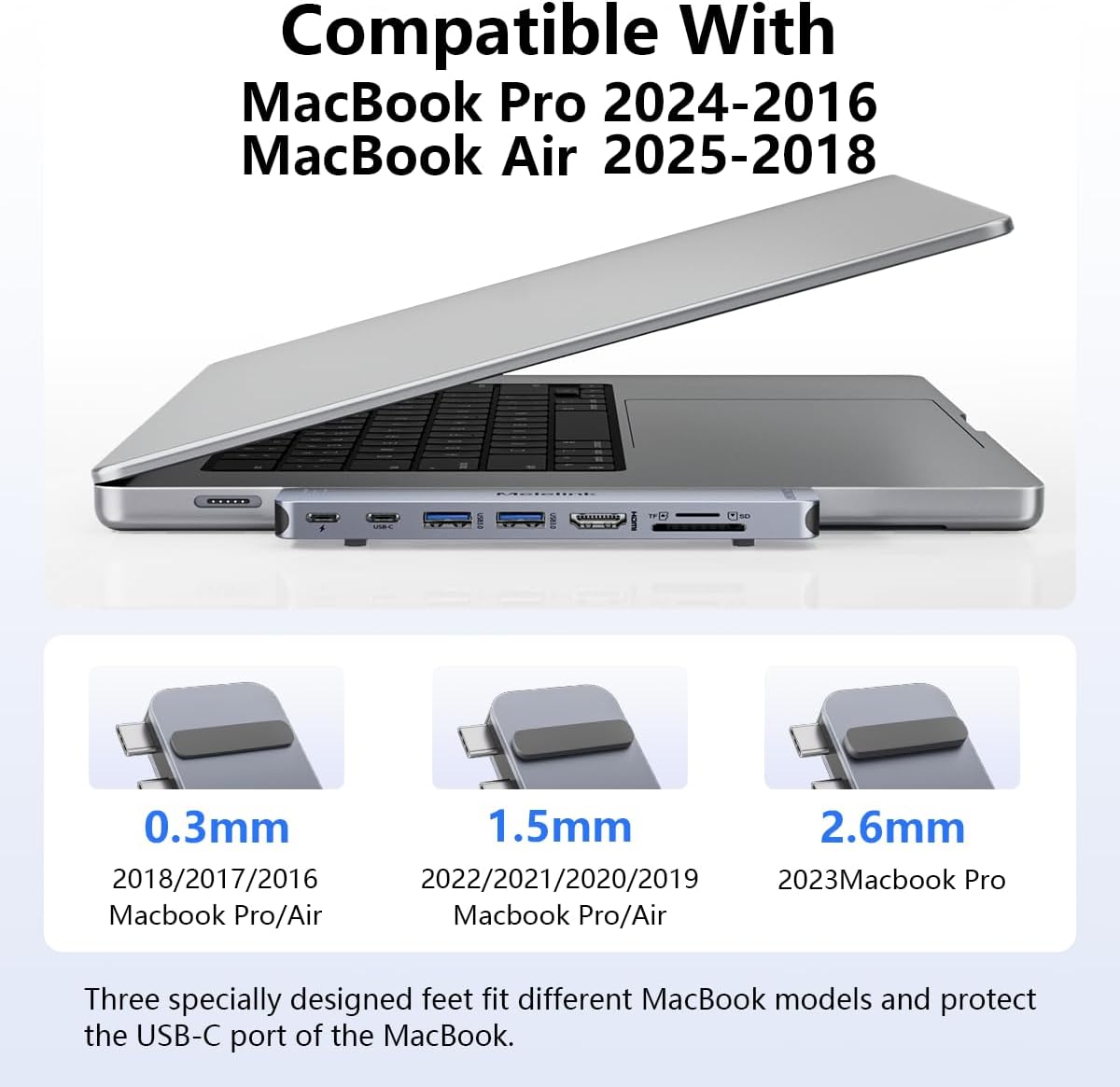 USB C Hub Adapter for MacBook Pro/Air M5 M4 M3 M2 M1 2025-2018 13" 15" 16", Mac Multiport Adapter, 8 in 2 MacBook Accessories Dongle with HDMI 4K, Thunderbolt 3, USB C&A Data Ports, SD TF Card Reader - Image 8