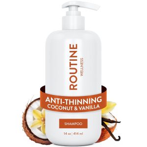 Routine Wellness Anti-Thinning Shampoo for Thinning Hair - Biotin DHT Blocker Women & Men - Color Safe Shampoo for Hair Loss & Healthy Hair - Coconut & Vanilla - 14oz