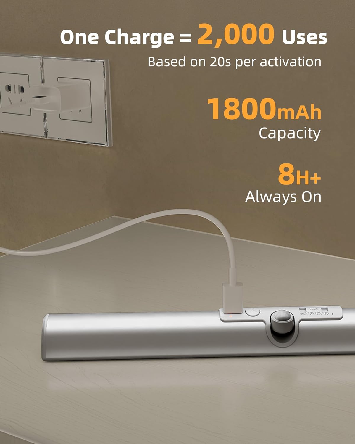 EZVALO 15in Motion Closet Lights with Rotatable Sensor, Rechargeable Under Cabinet Lighting, No-Glare, 3 Color Temps & Dimmable LED Sensor Light Indoor for Pantry, Wardrobe - 2Pack - Image 4