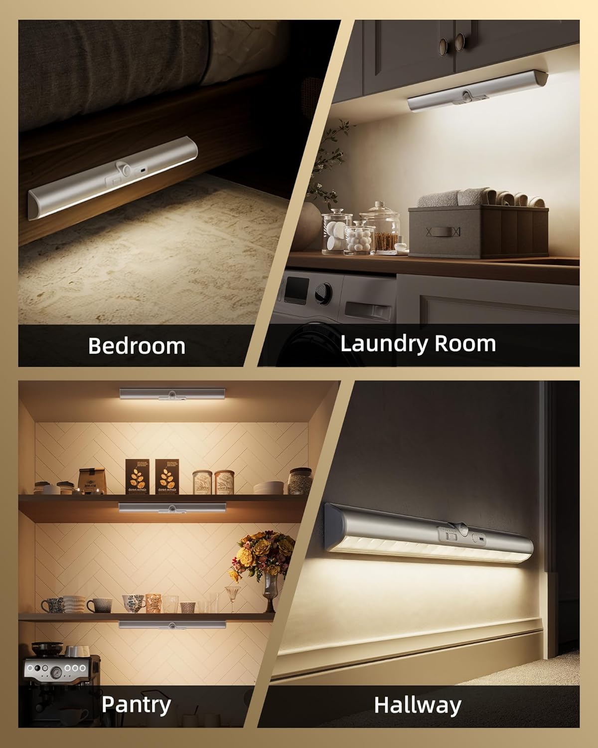 EZVALO 15in Motion Closet Lights with Rotatable Sensor, Rechargeable Under Cabinet Lighting, No-Glare, 3 Color Temps & Dimmable LED Sensor Light Indoor for Pantry, Wardrobe - 2Pack - Image 6