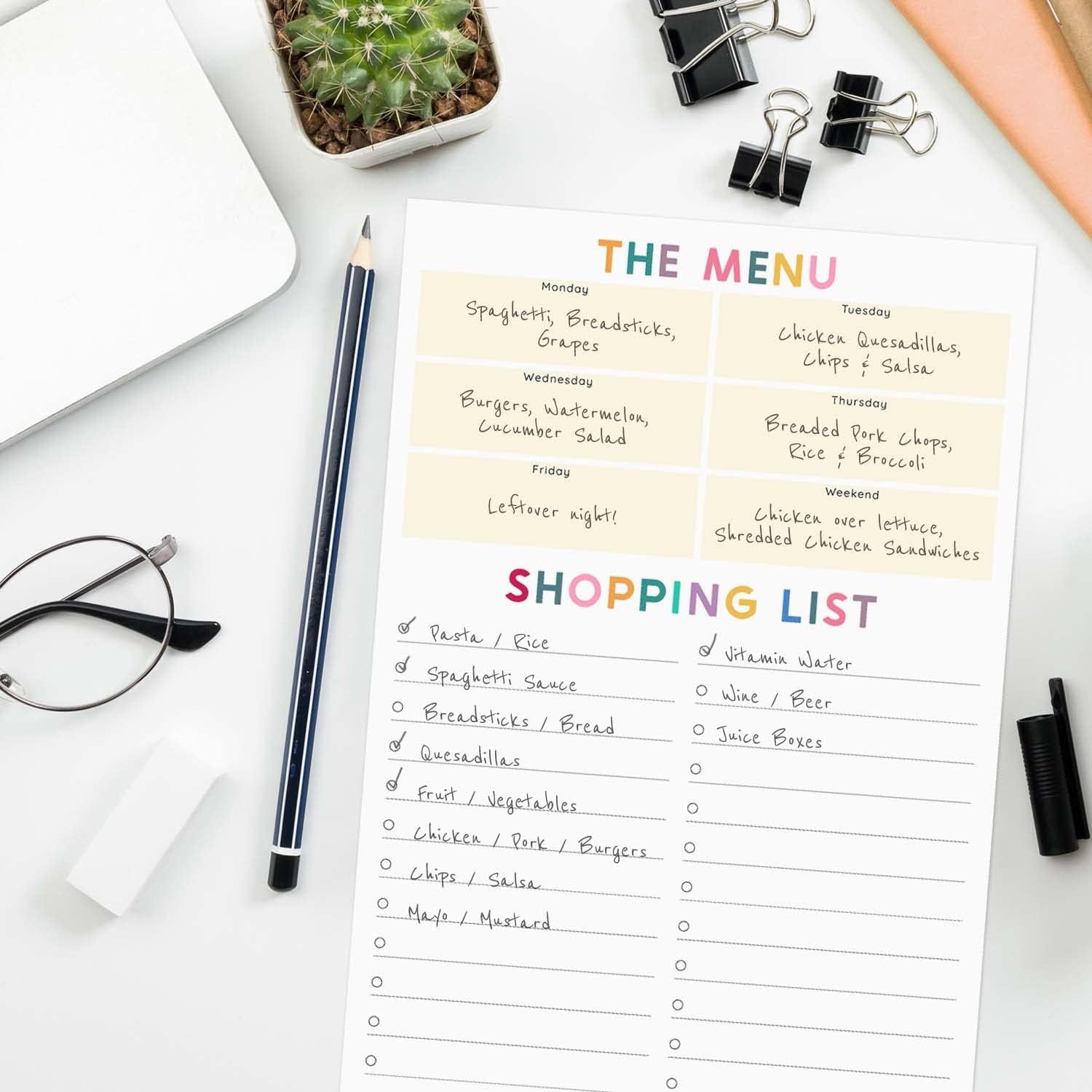 Colorful Meal Planner Sticky Note Pad / 50 Sheets / 8" x 11.5" Grocery List Sticky Notes/Weekly Menu and Shopping List/Made in The USA - Image 5