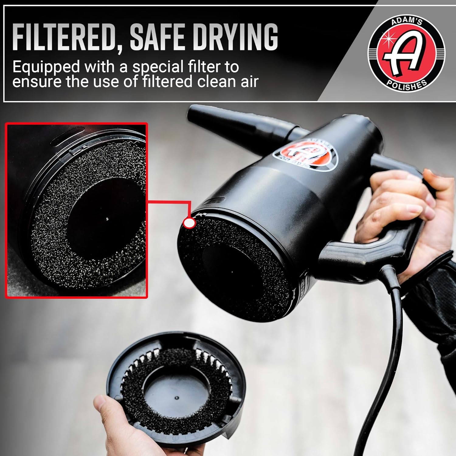 Adam's Polishes Mini Air Cannon - Handheld High Powered Filtered Car Wash Dryer Blower| Dry Before Car Cleaning, Car Detailing, Car Wax, or Ceramic Coating | Auto Tool Kit Gift Boat RV Motorcycle - Image 5
