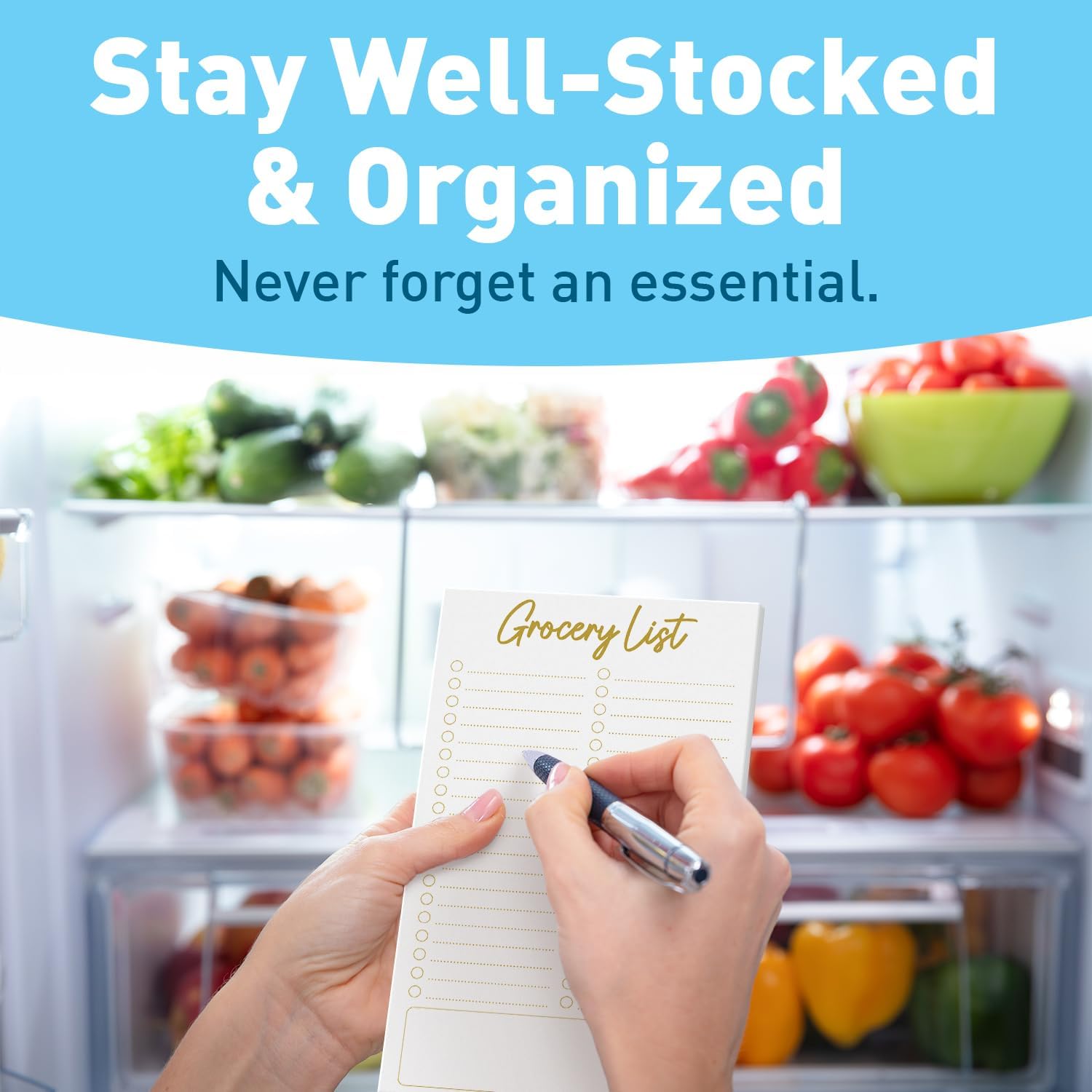 S&O Grocery List Notepad for Organization, 2 Pack sticky notes for Refrigerator - Grocery Catalog journals, Food Items sheets for Fridge, Magnetized memo Pad for cooler- 4.5x7.5”, 50 Pages - Image 3