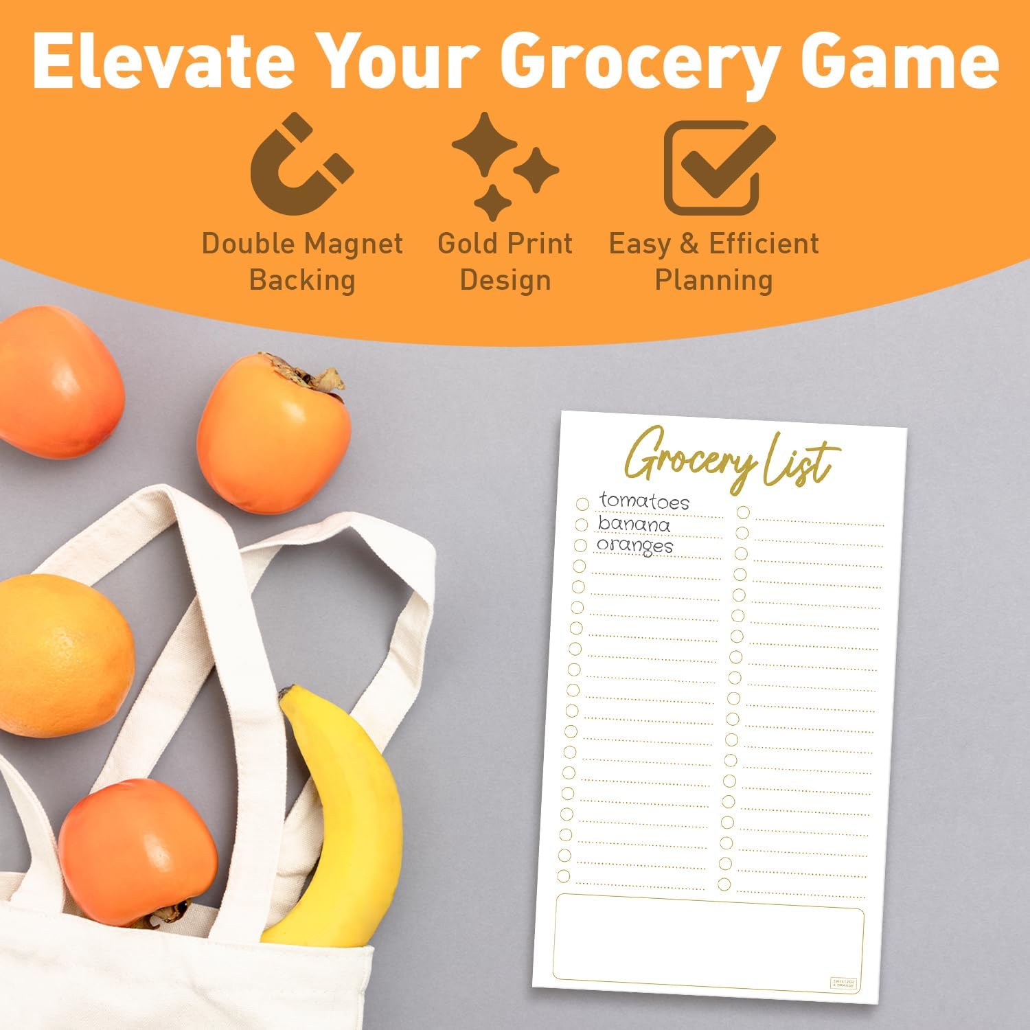 S&O Grocery List Notepad for Organization, 2 Pack sticky notes for Refrigerator - Grocery Catalog journals, Food Items sheets for Fridge, Magnetized memo Pad for cooler- 4.5x7.5”, 50 Pages - Image 4