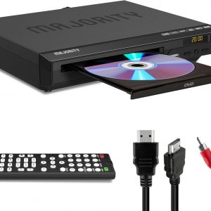 2026 Model HDMI DVD Player for TV | 1080P Region Free DVD-Players for Smart TV | Mini DVD Player with USB, CD & MP3 | HDMI Cable, RCA Cable & Remoted Control | MAJORITY DVD