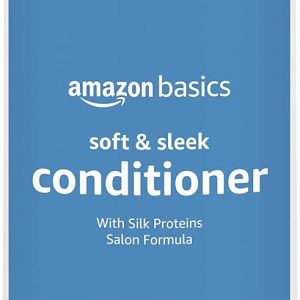 Amazon Basics Soft & Sleek Anti-Frizz Conditioner for Dry or Damaged Hair with Argan Oil & Silk Proteins, 28 Fluid Ounce
