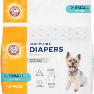 Arm & Hammer for Pets for Pets Female Dog Diapers, Size X-Small | Ultra-Absorbent, Adjustable Girl Dog Diapers with Leak-Proof Protection and Wetness Indicator (Pack of 6,72 Count Total)