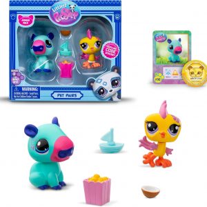 BANDAI Littlest Pet Shop Pet Pairs 2 Pack (ONE Supplied at Random) | Each Contains 2 LPS Mini Pet Toys 3 Accessories 1 Collector Card and 1 Virtual Code | Collectable Toys for Girls and Boys