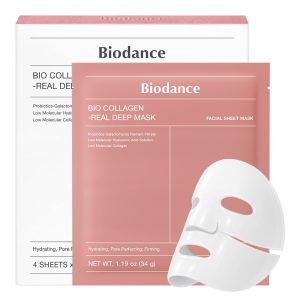 BIODANCE Bio-Collagen Real Deep Mask, Hydrating Overnight Hydrogel Mask, Pore Minimizing, Elasticity, Plumping Improvement, Korean Skin Care | 1.19oz(34g) x 4ea