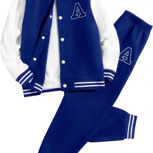 Boys Color Block Button Down Shirt and Jogger Pants Button Up Sweatsuits Sets (Size: 5-12T)